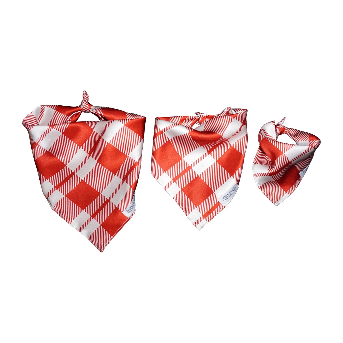 Red and White Plaid Silk Dog Bandana