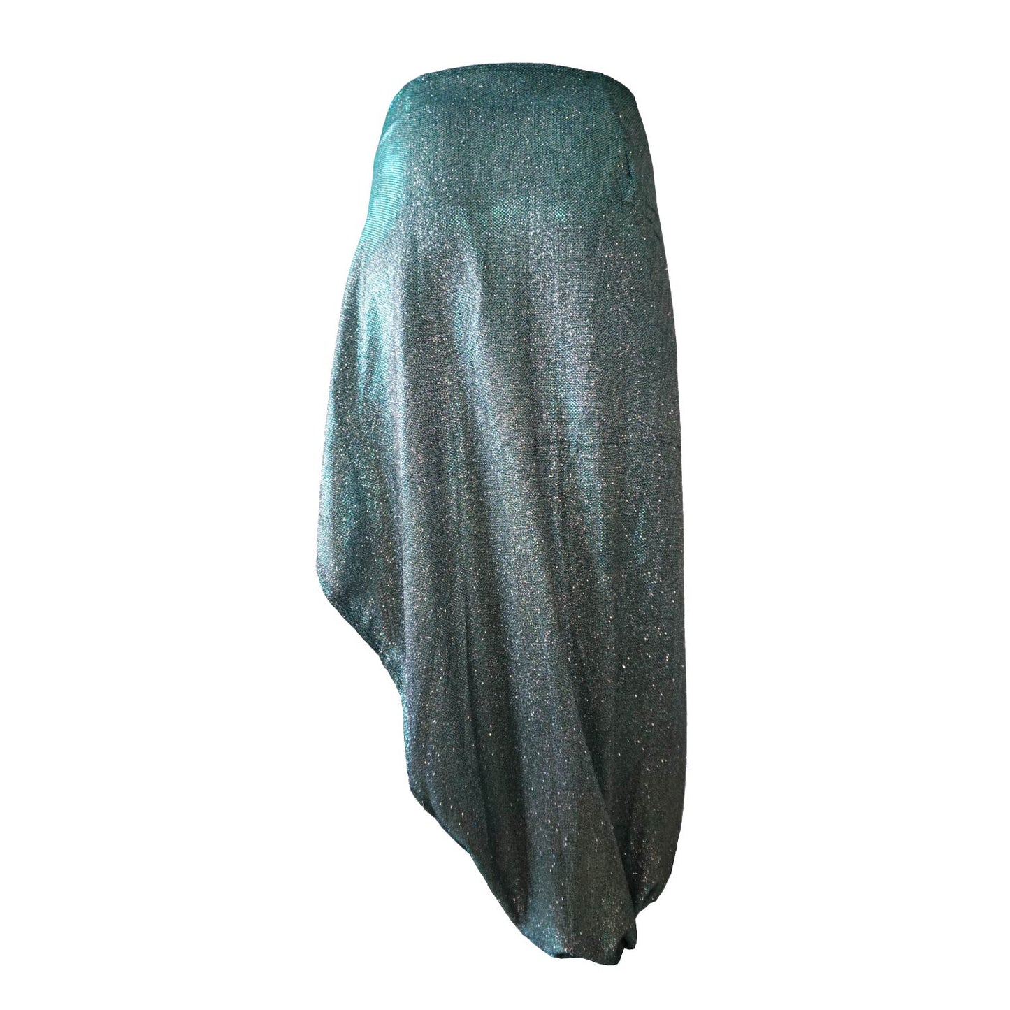 Blue Shimmer Asymmetrical High Slit Sarong Skirt