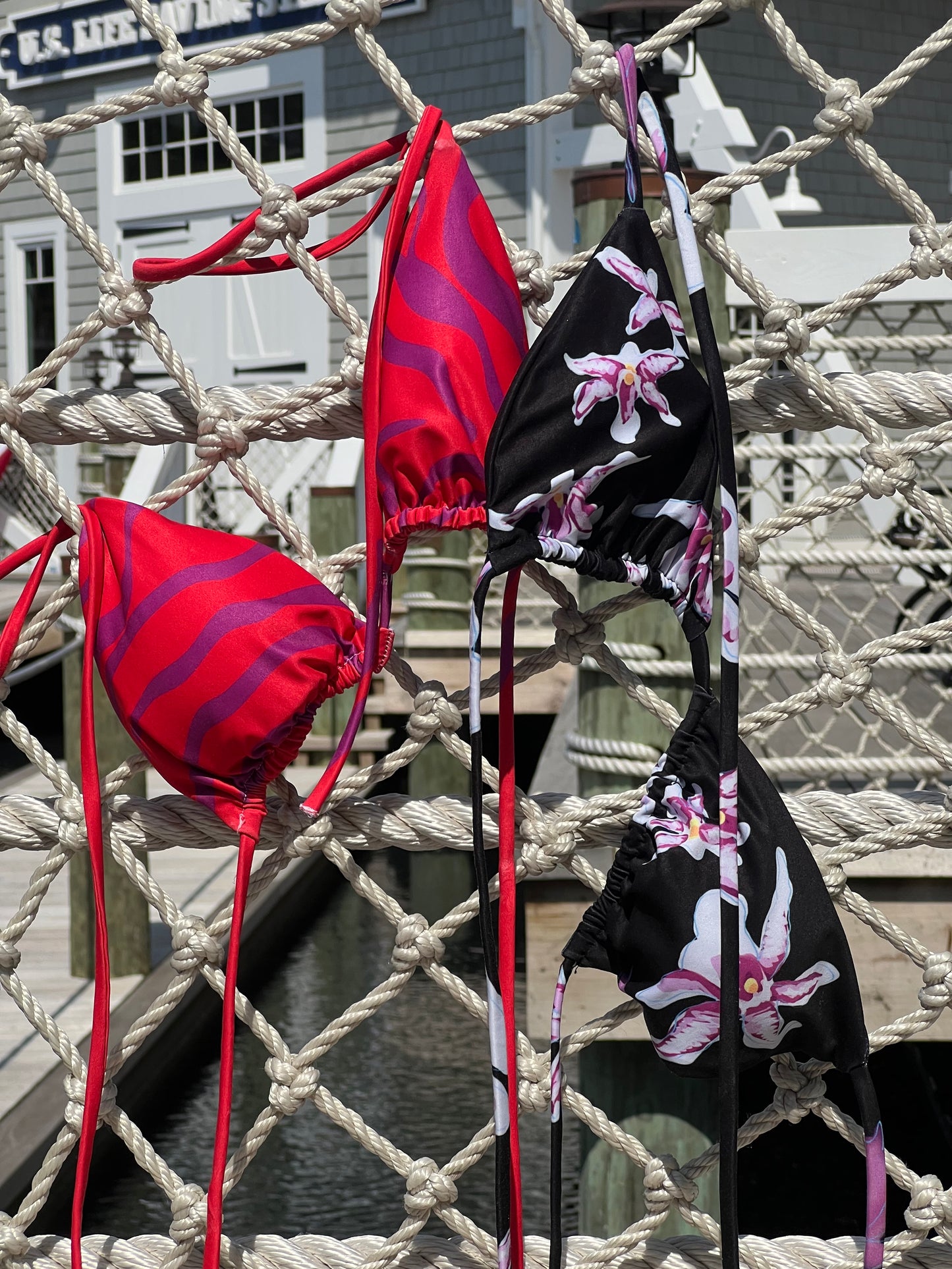 Midnight Bloom Recycled Black String Bikini
