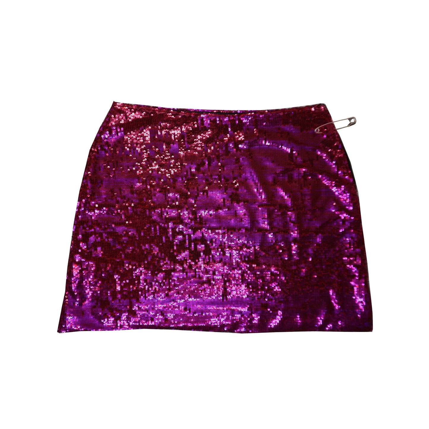 Fiery Pink Sequin High Slit Mini Skirt