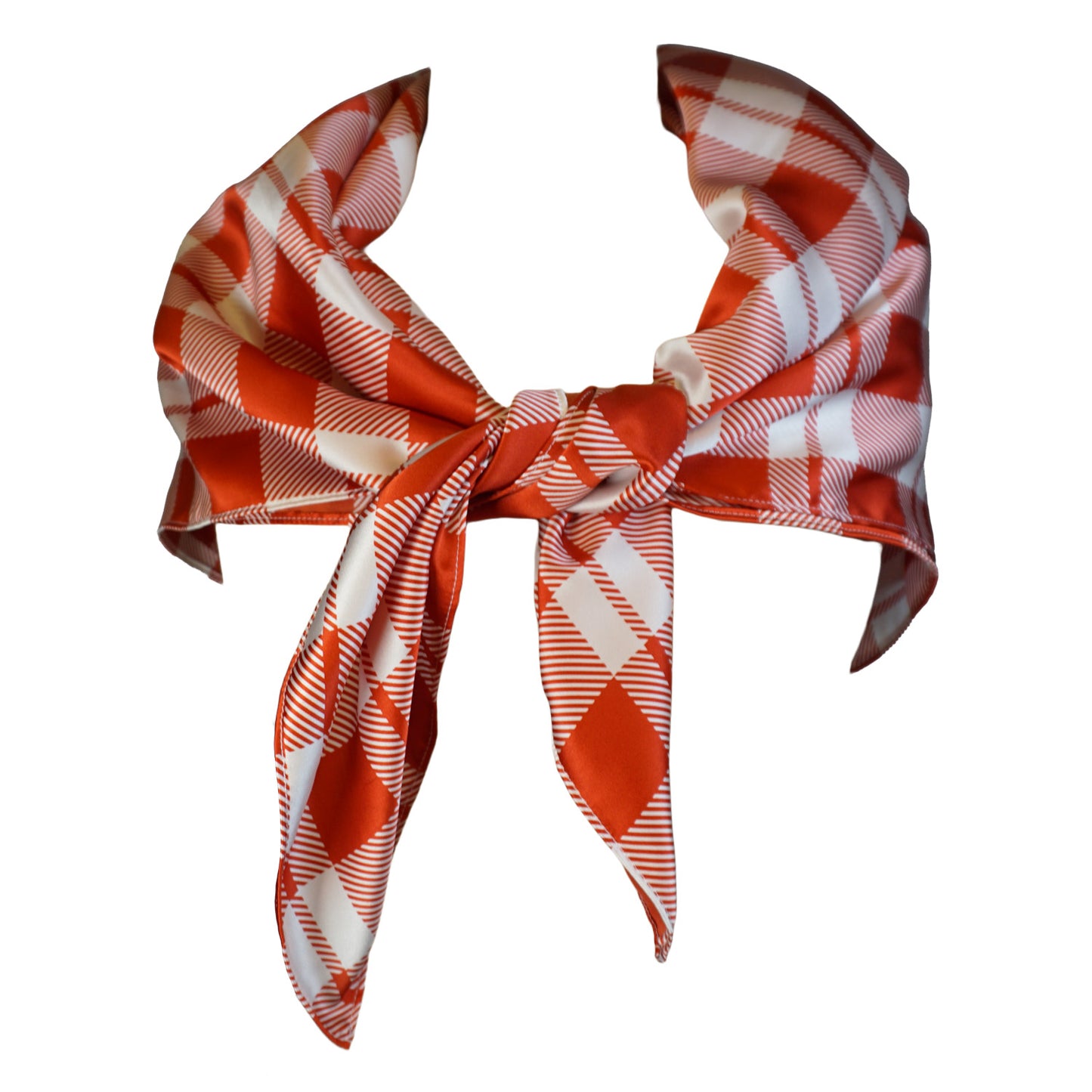 Red and White Plaid Silk Scarf