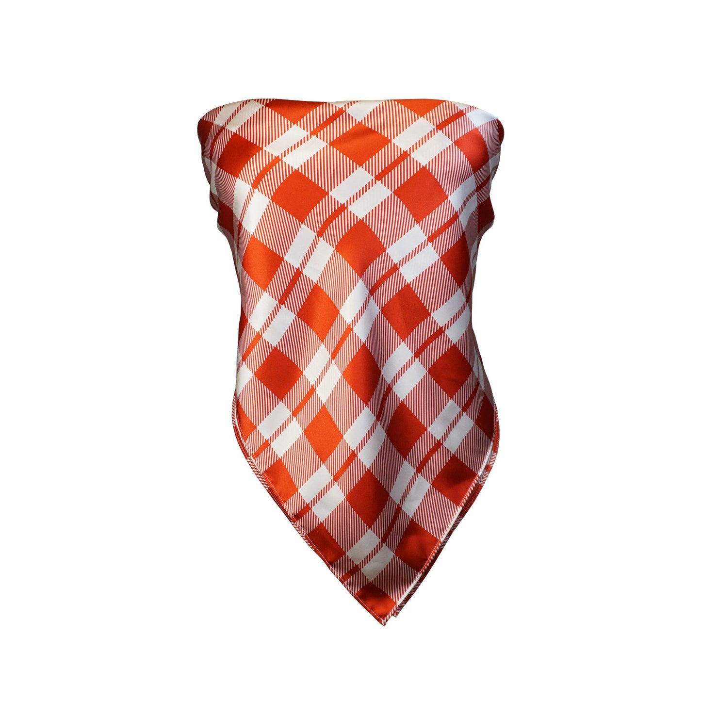 Red and White Plaid Silk Scarf