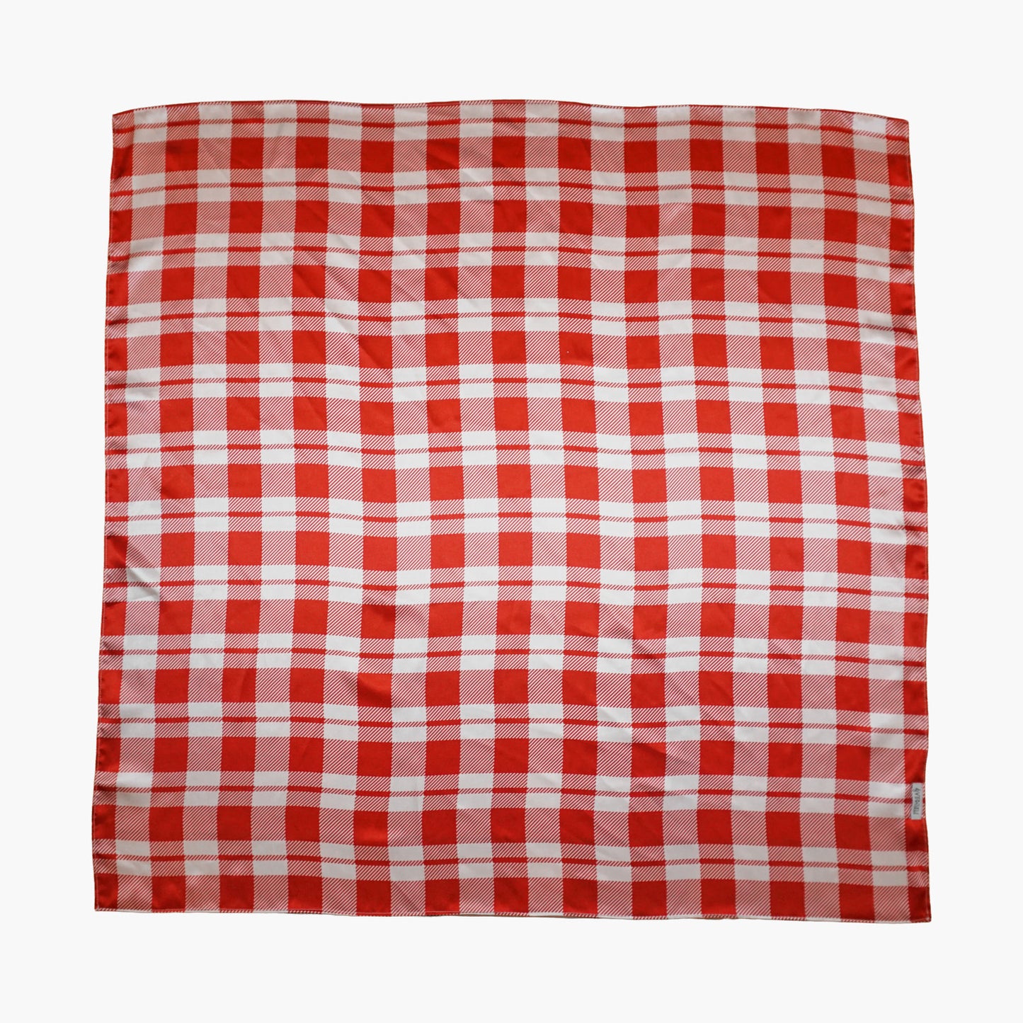 Red and White Plaid Silk Scarf