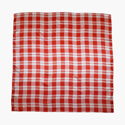 Red and White Plaid Silk Scarf