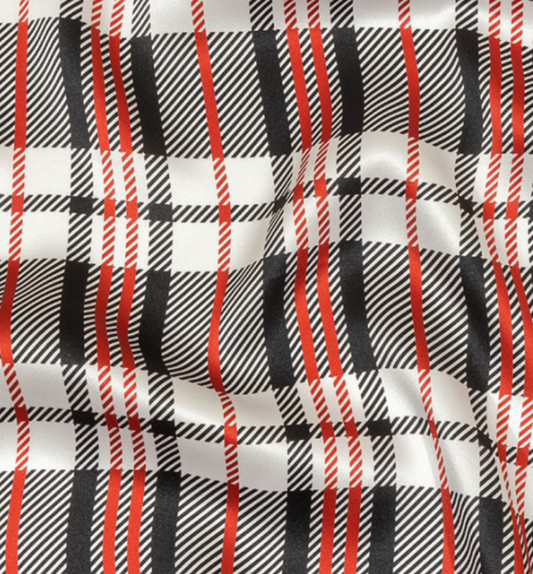 Red, Black, and White Plaid Silk Scrunchies