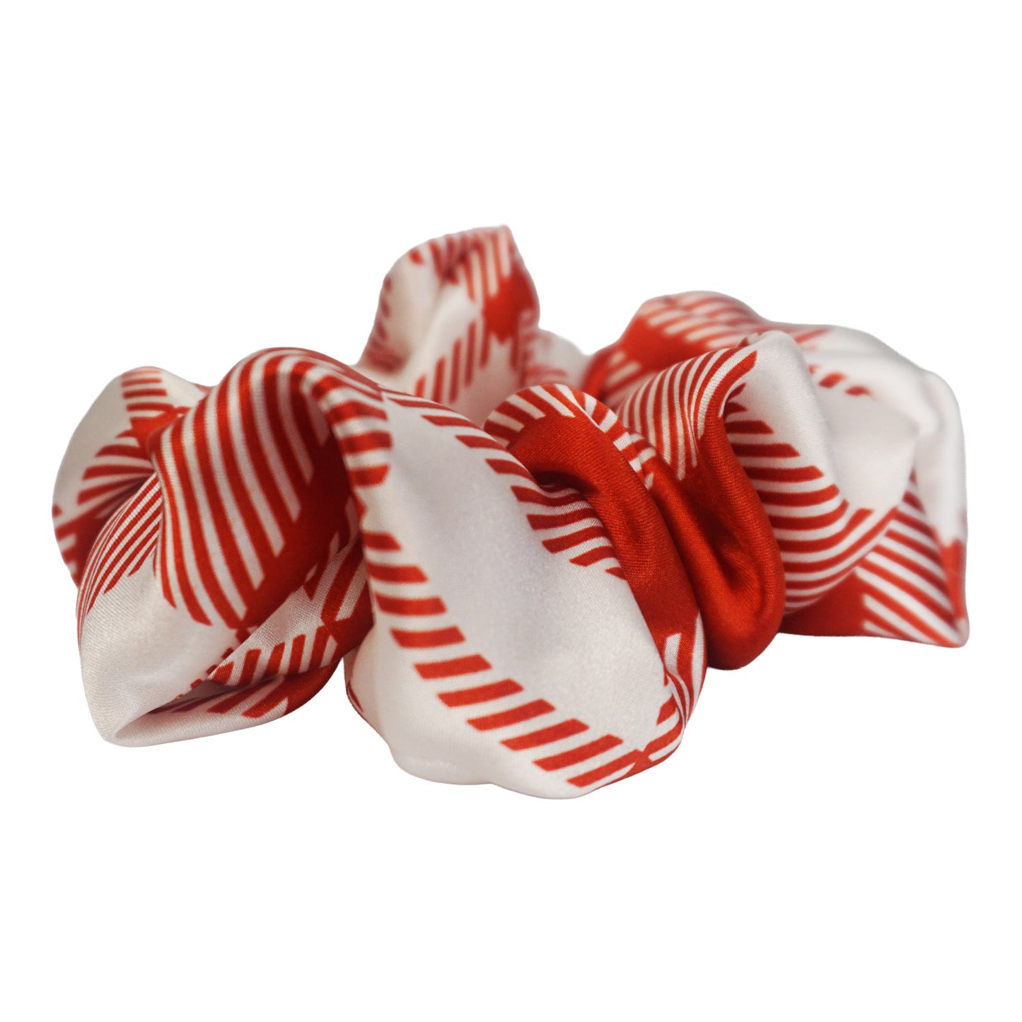 Red and White Plaid Silk Scrunchies