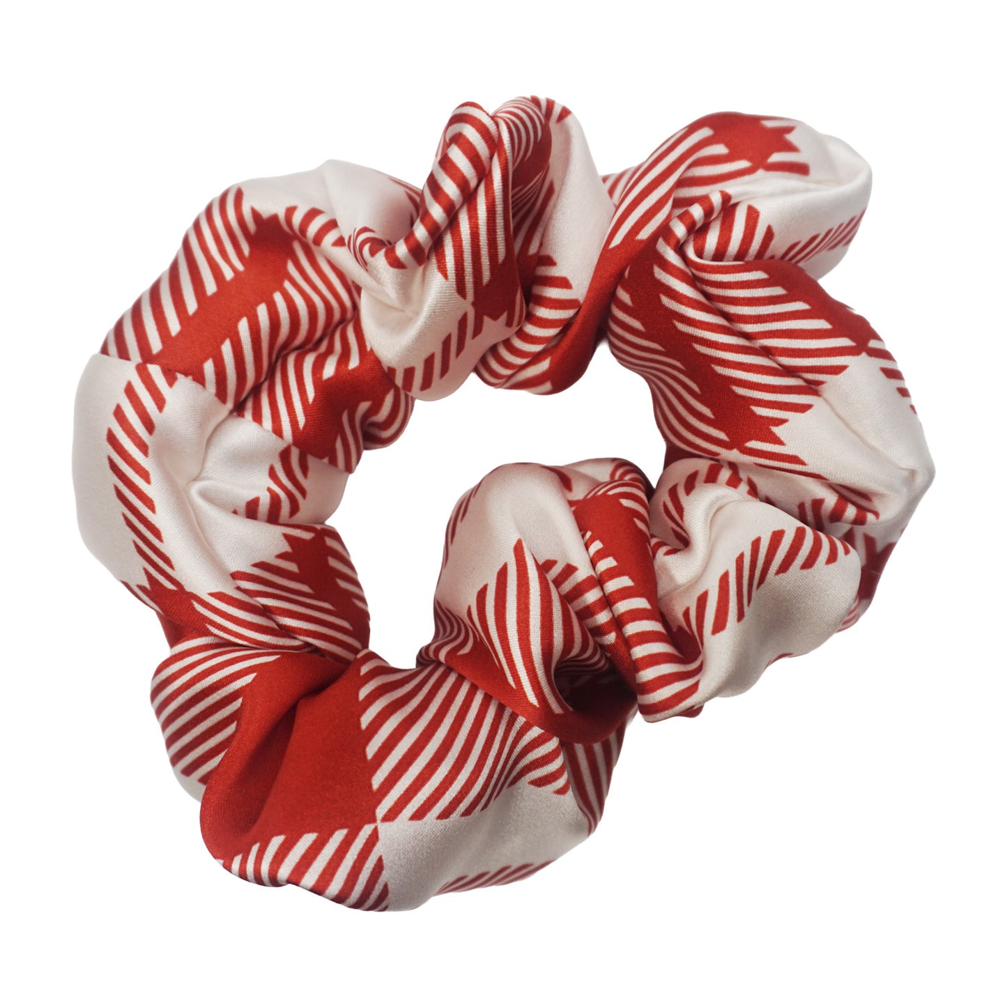 Red and White Plaid Silk Scrunchies