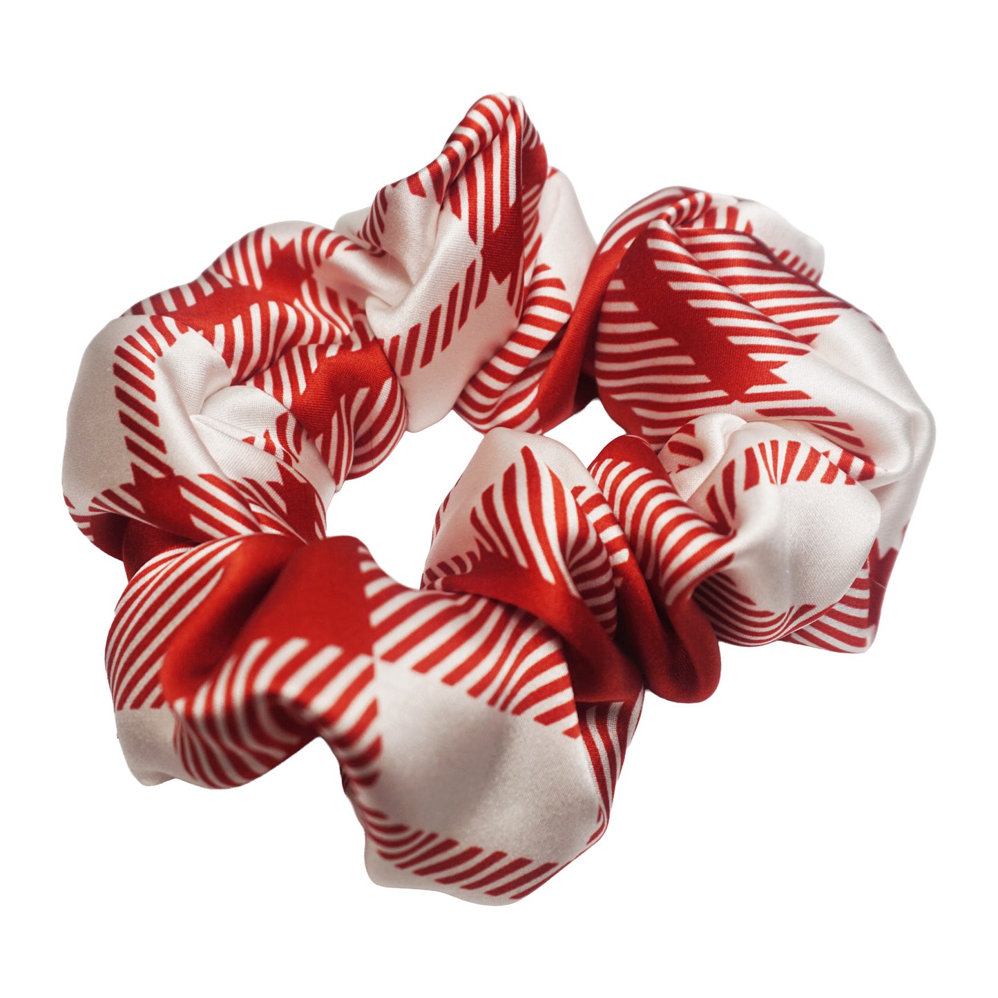 Red and White Plaid Silk Scrunchies