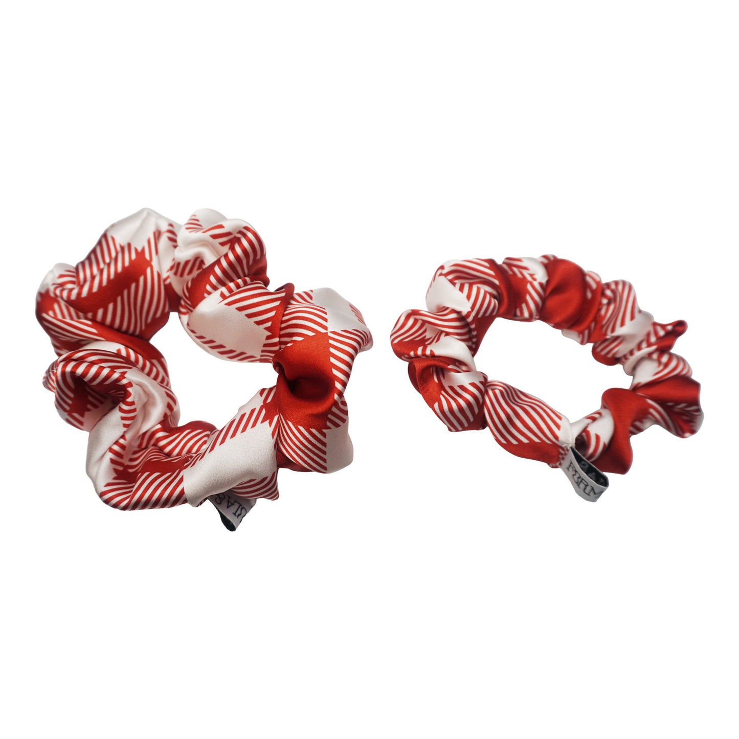 Red and White Plaid Silk Scrunchies