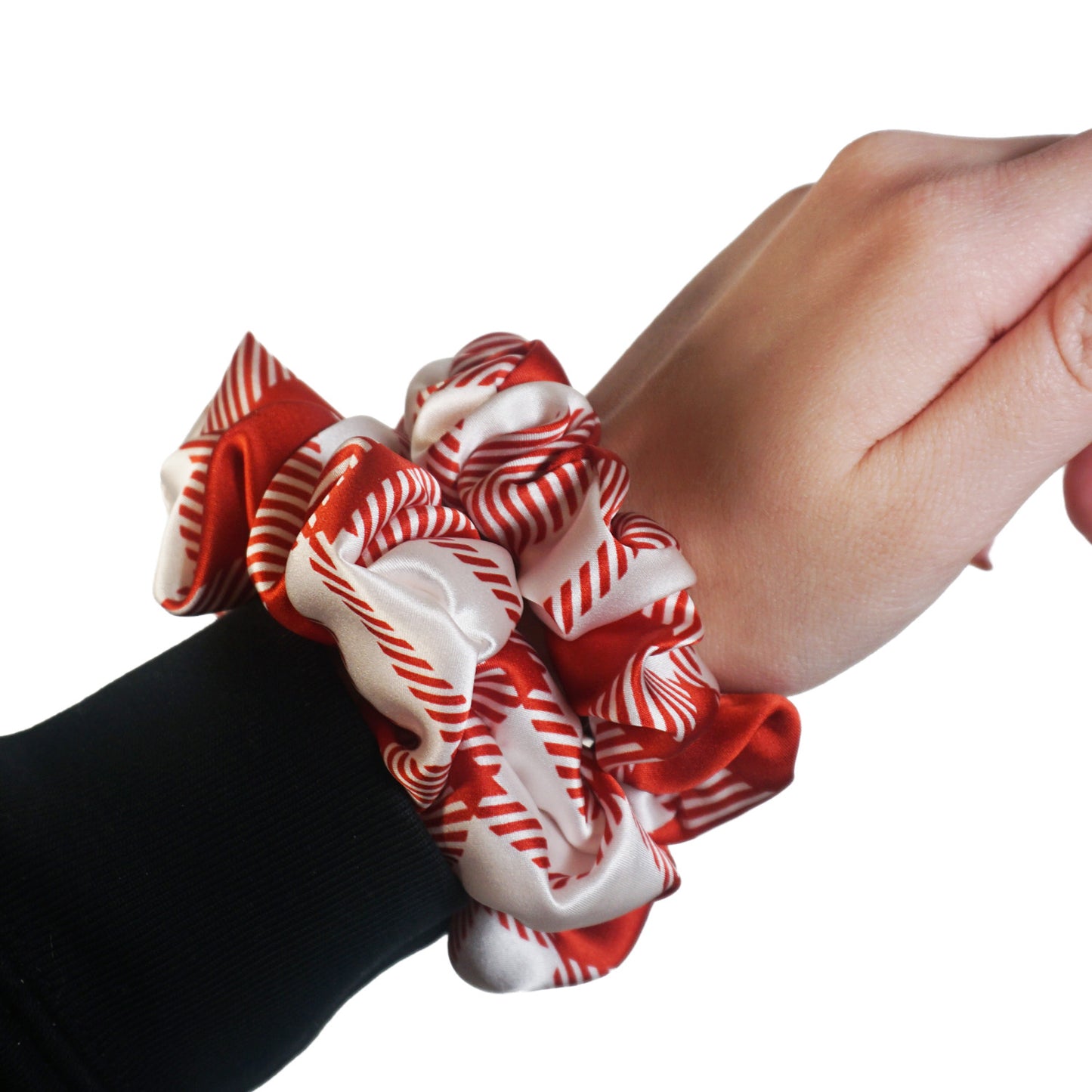 Red and White Plaid Silk Scrunchies