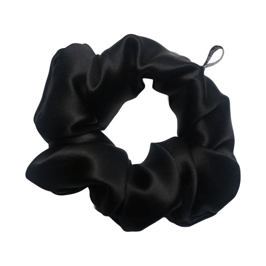 Classic Black Silk Charmeuse Scrunchies