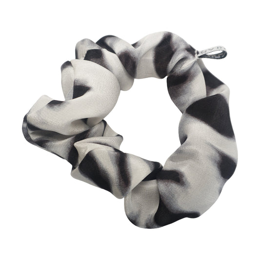Monochrome Silk Animal Print Scrunchies
