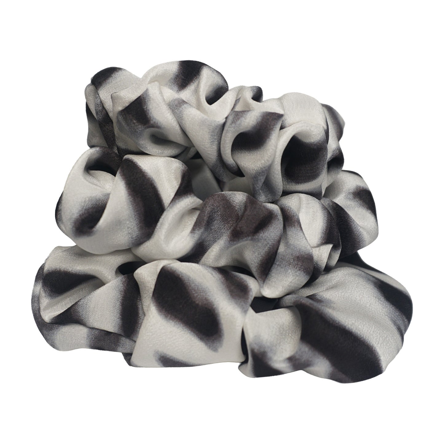 Monochrome Silk Animal Print Scrunchies