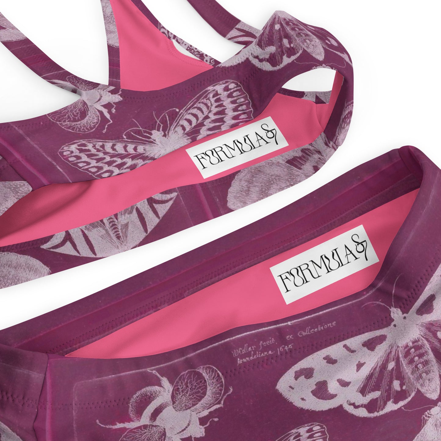 Butterflies & Bees Pink Print Recycled High-Waisted Bikini