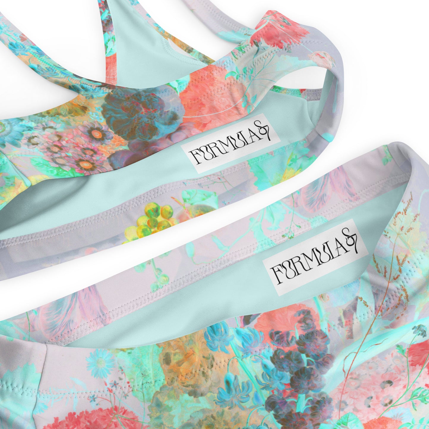 Peaches & Grapes Floral Print  Recycled High-Waisted Bikini