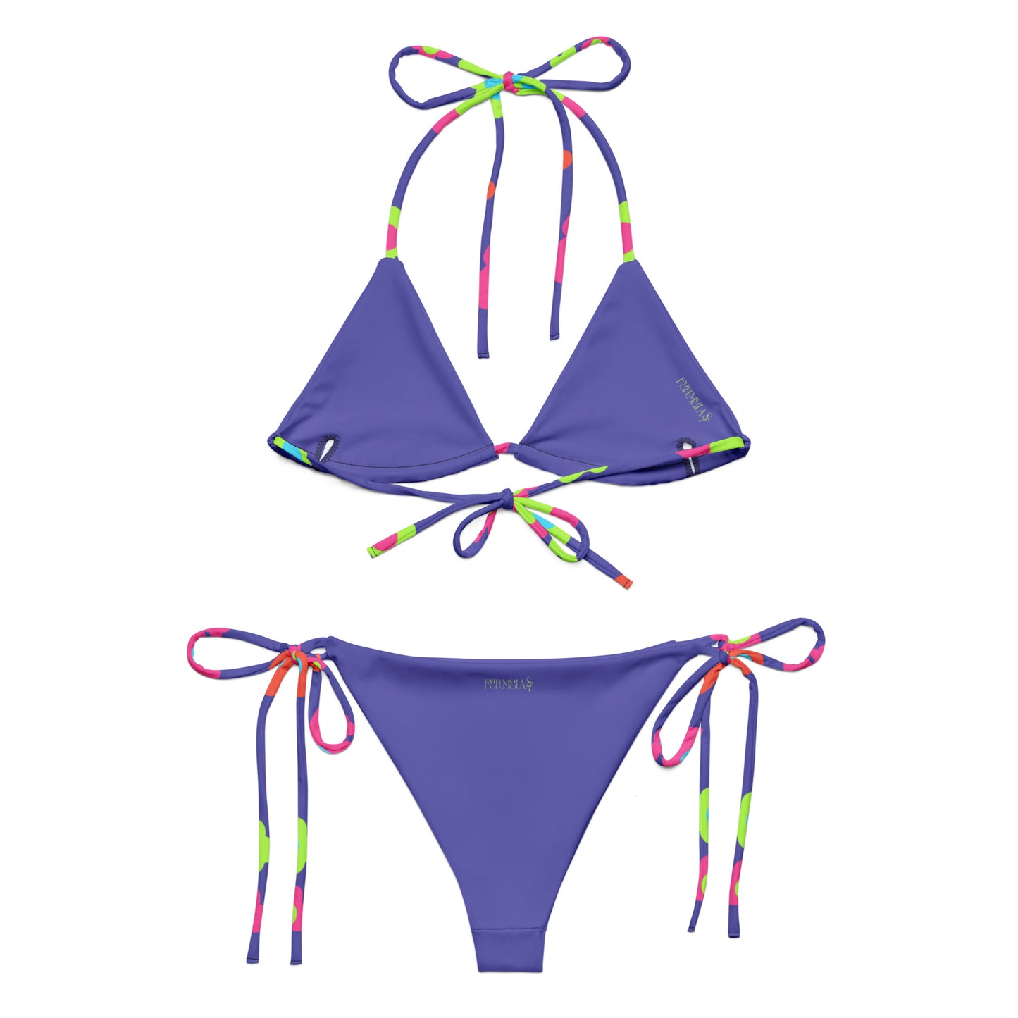 Floral Doodles Purple print recycled string bikini