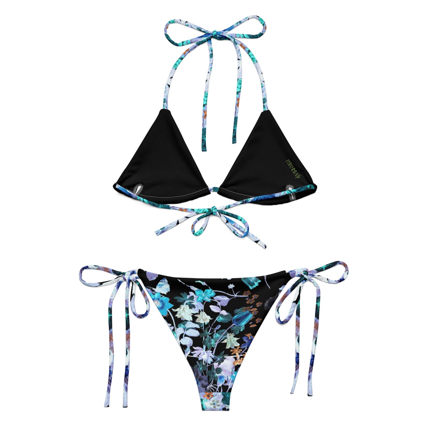 Botanical Bliss Blue Print Recycled String Bikini