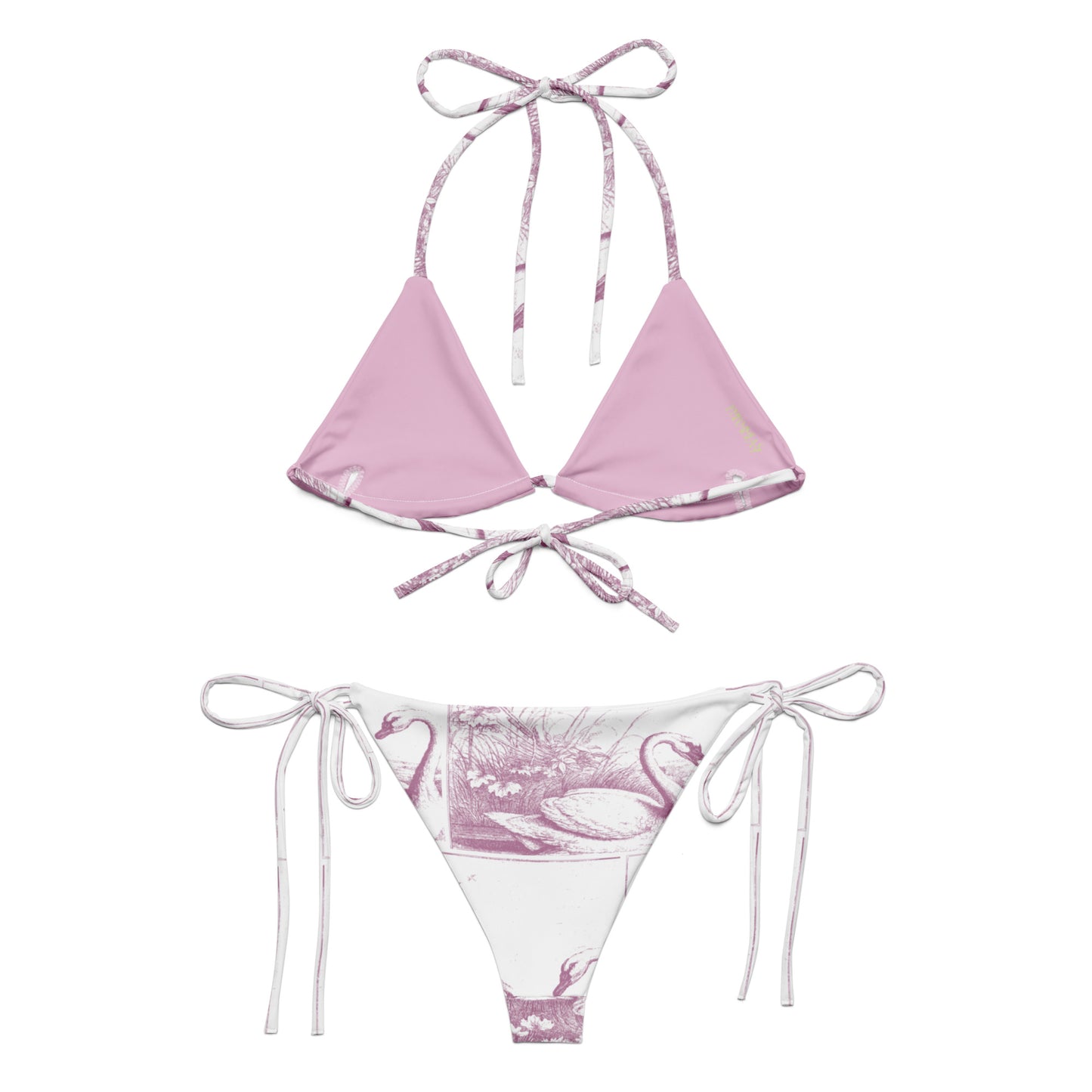 Lavender Swans Print Recycled String Bikini