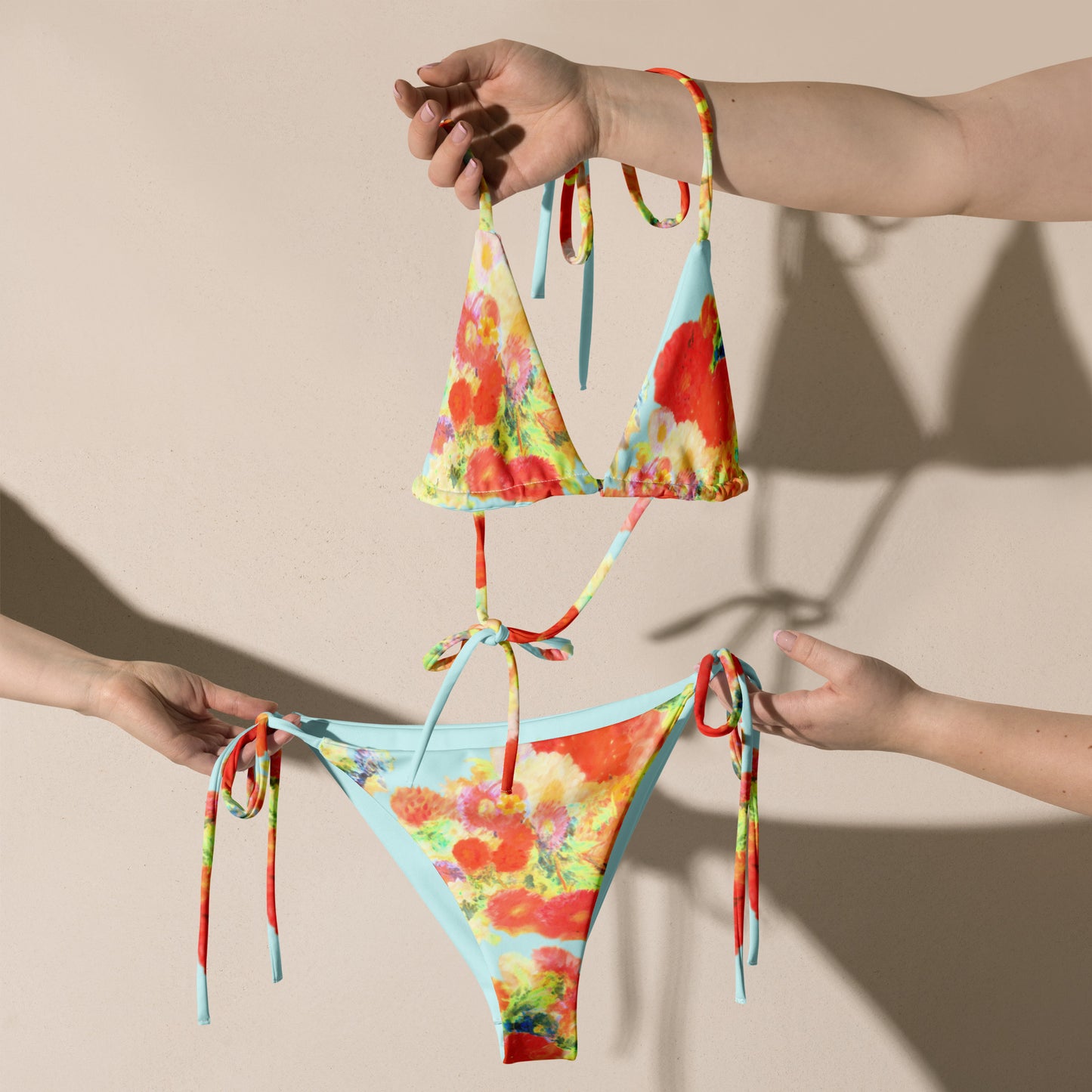 Wonder of Love Floral print recycled string bikini