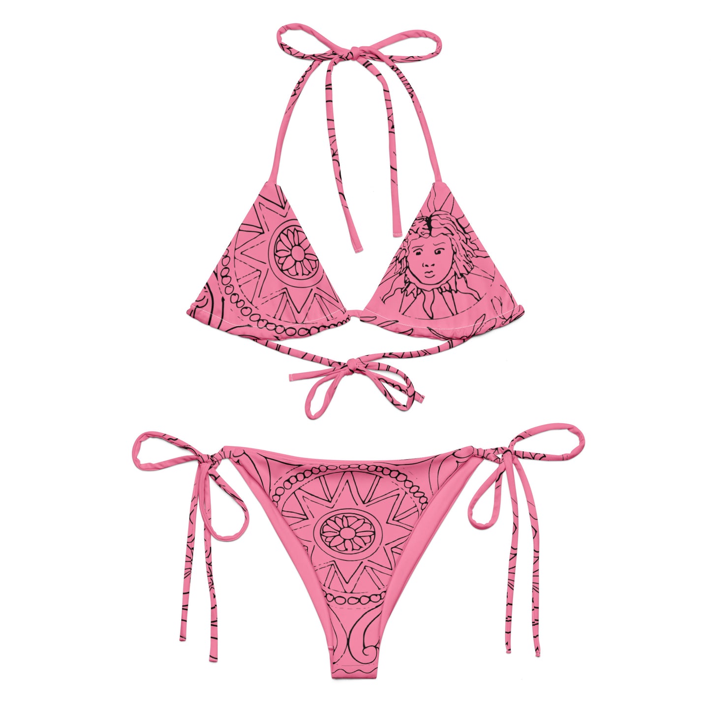 Medusa\'s Sea Medallion recycled pink string bikini – Formula S7