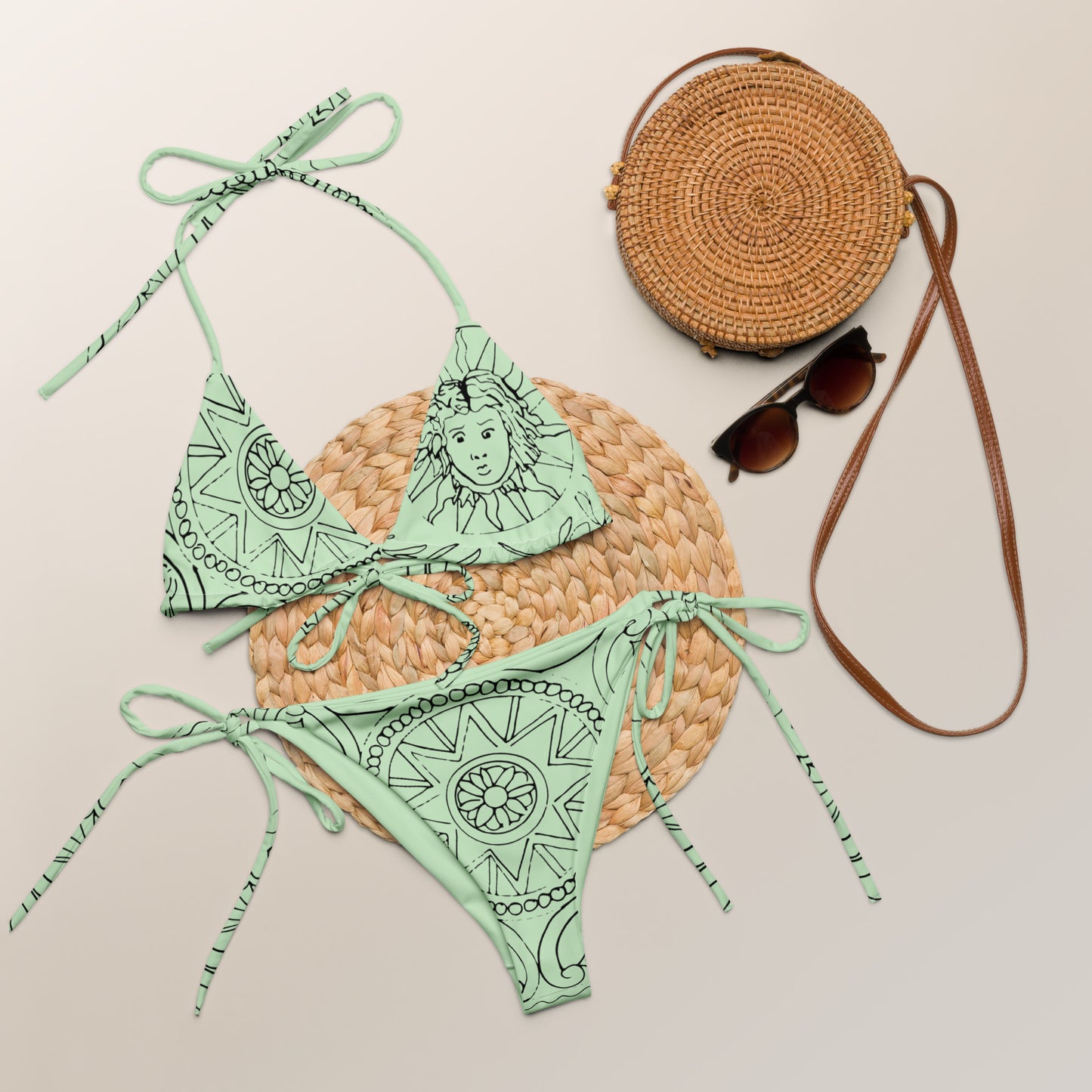 Medusa's Sea Medallion recycled mint green string bikini