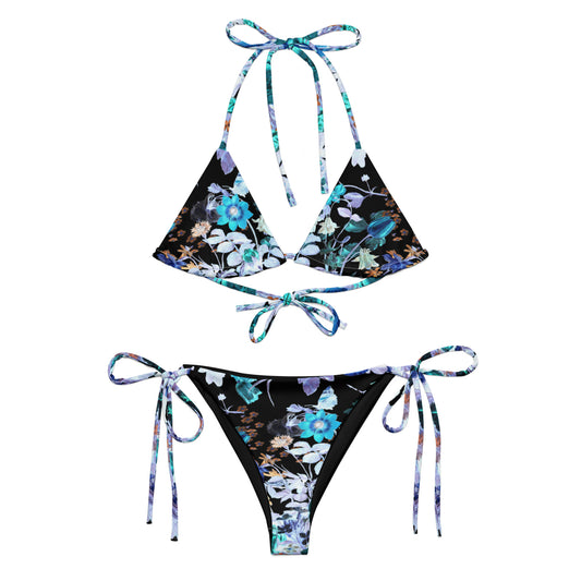 Botanical Bliss Blue Print Recycled String Bikini