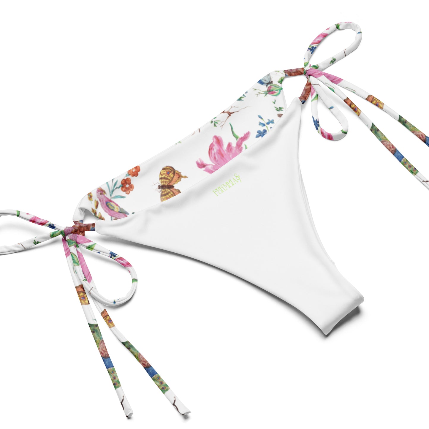 Birds of Paradise White Print Recycled String Bikini