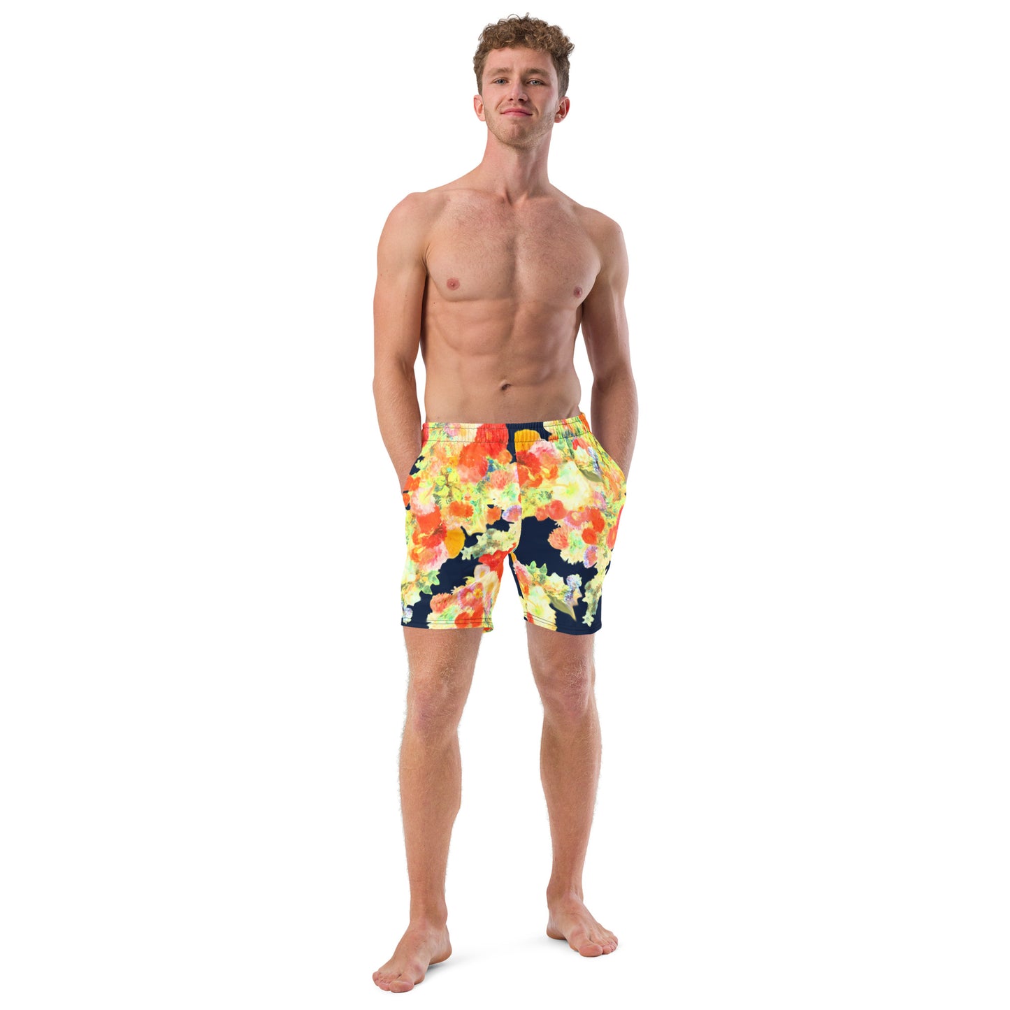 Wonder of Love Floral Print Men's swim trunks