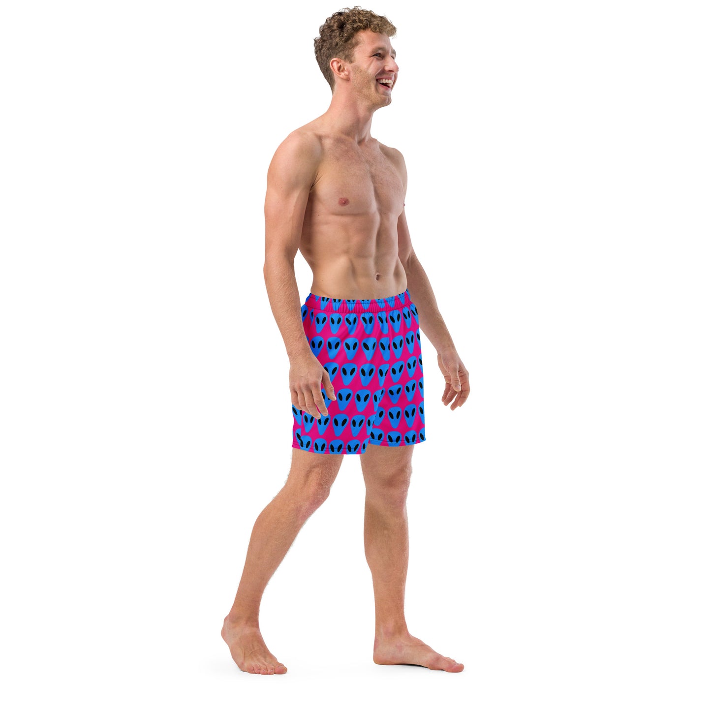 Blue Alien Men's Hot Pink swim trunks