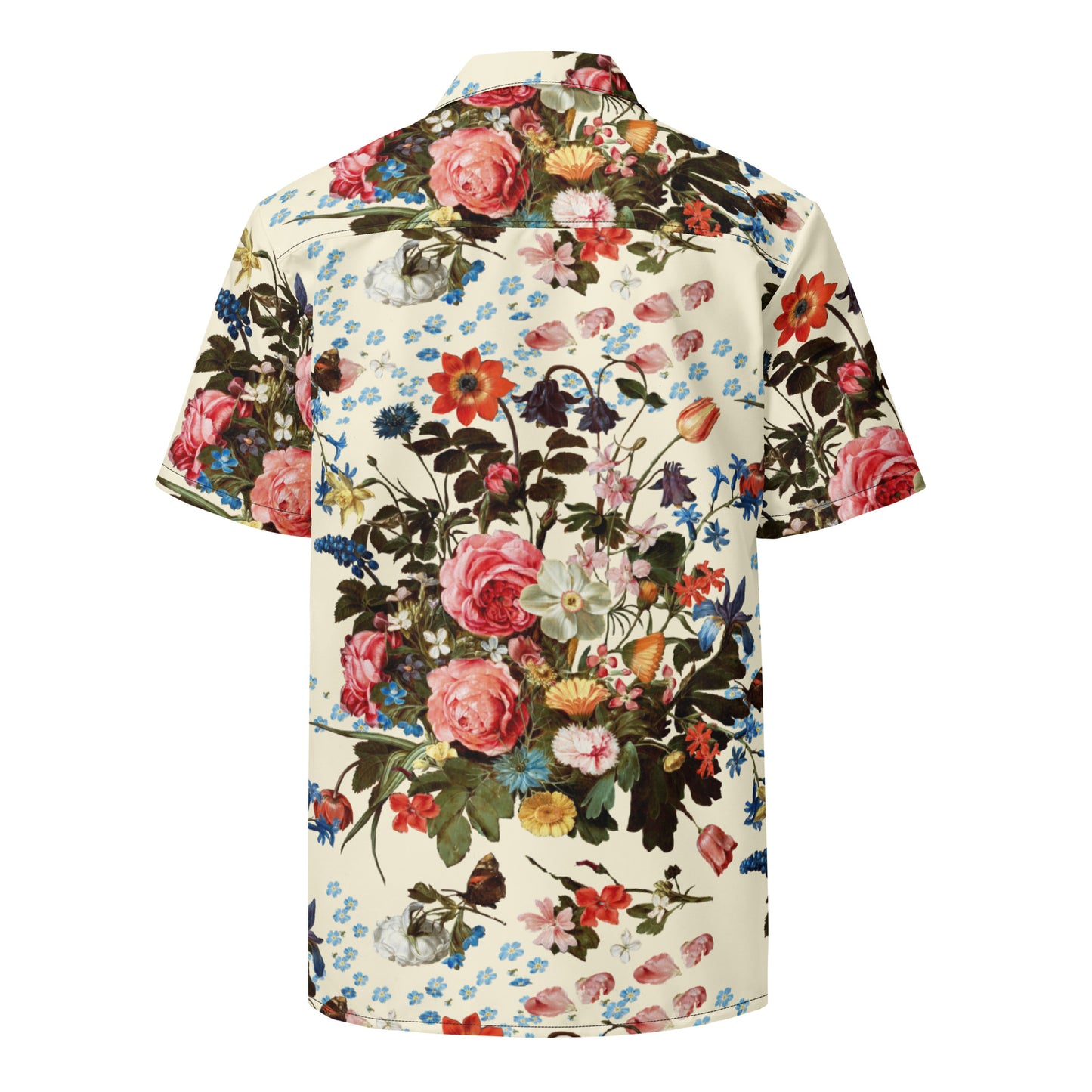 Botanical Bliss Print Butter Yellow Unisex button shirt