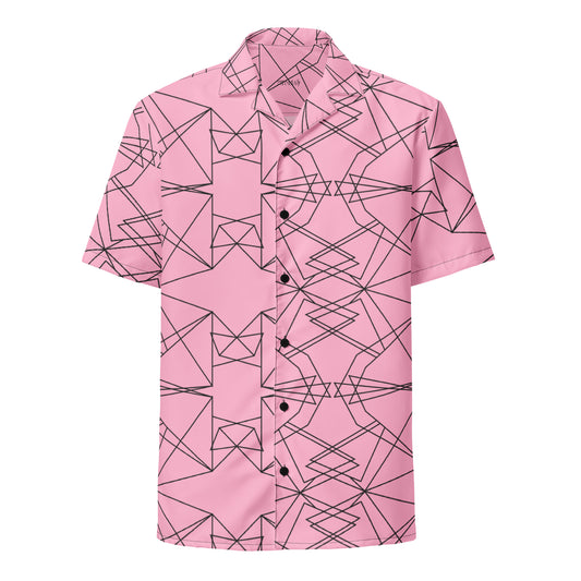 Origami Bird Geometric Pink Unisex Button-Down Shirt