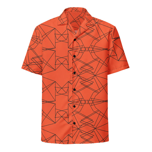 Origami Bird Geometric Orange Unisex Button-Down Shirt