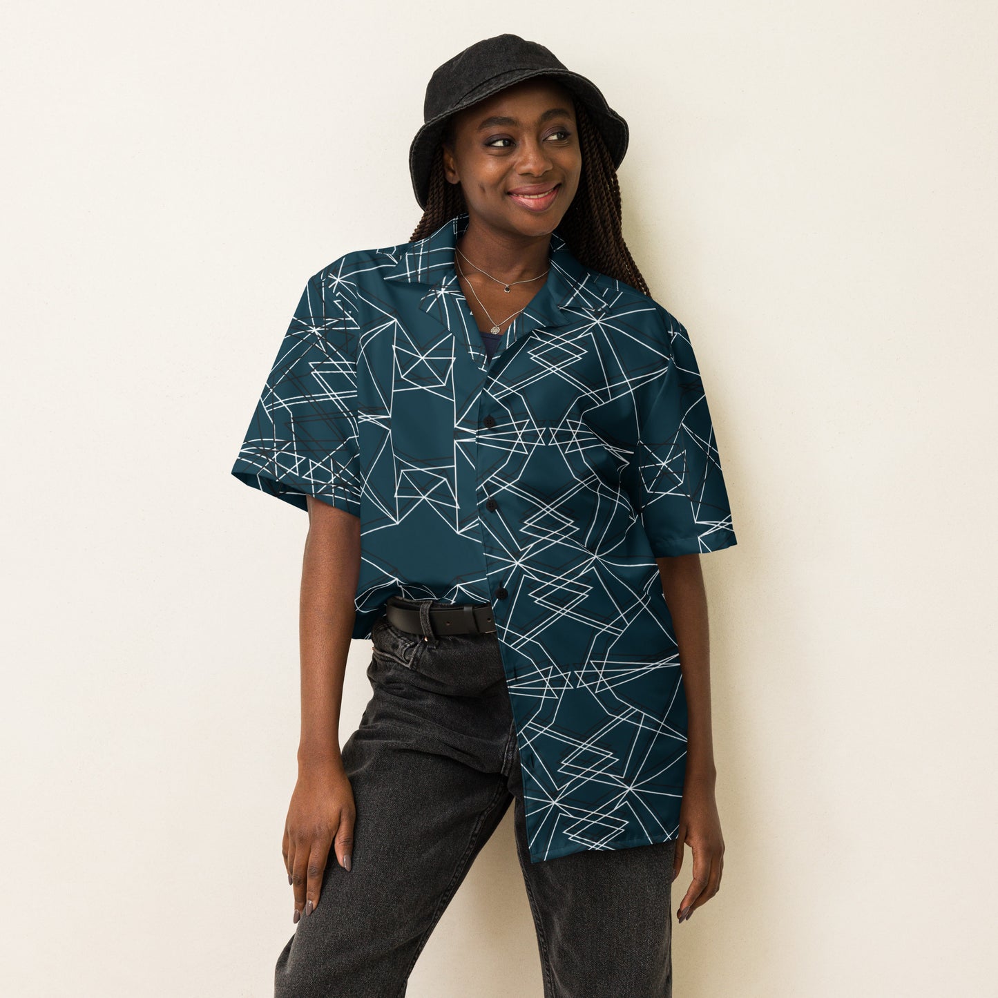 Origami Bird Geometric Unisex Button-Down Shirt