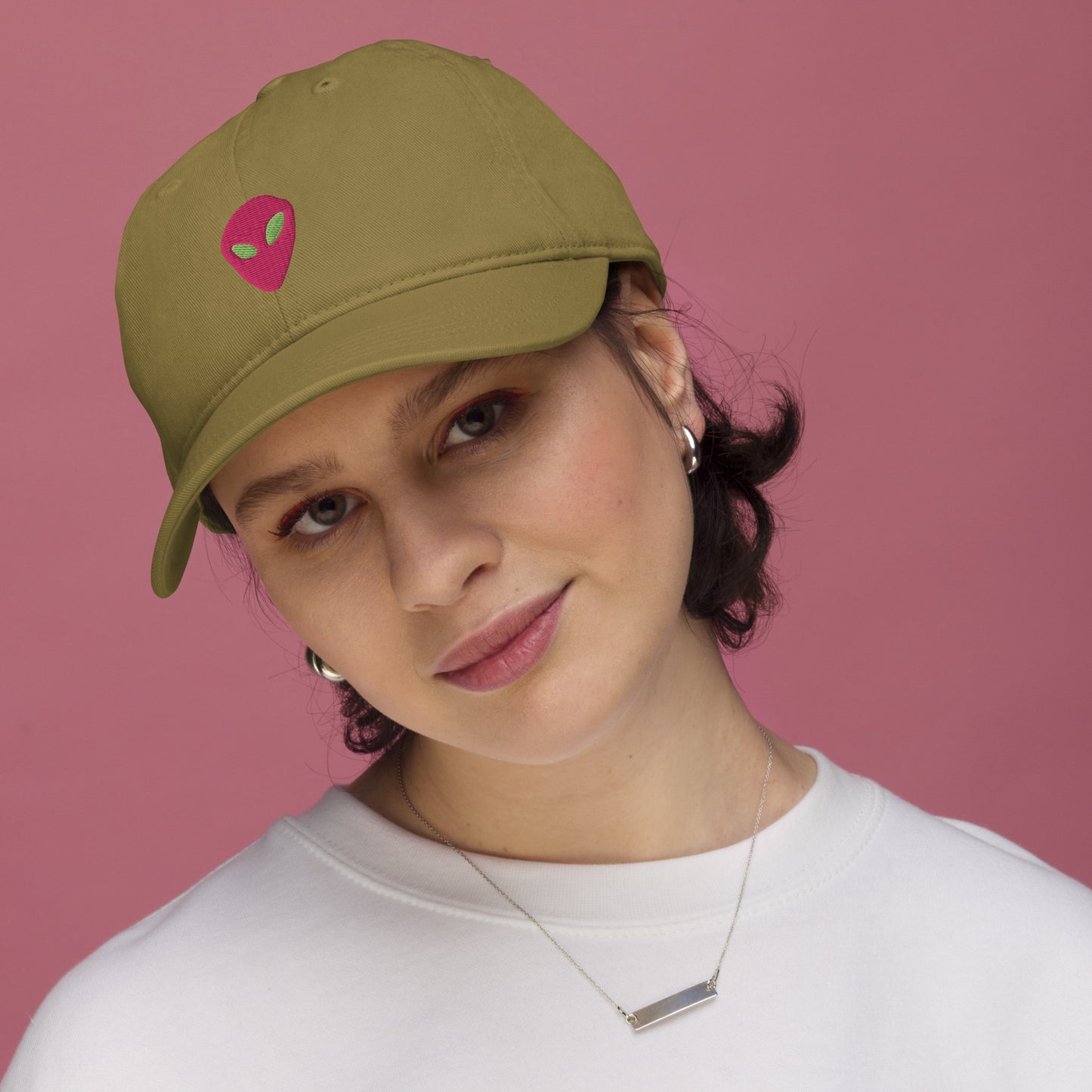 Pink Alien I thought you looked familiar Organic Cotton Dad Hat