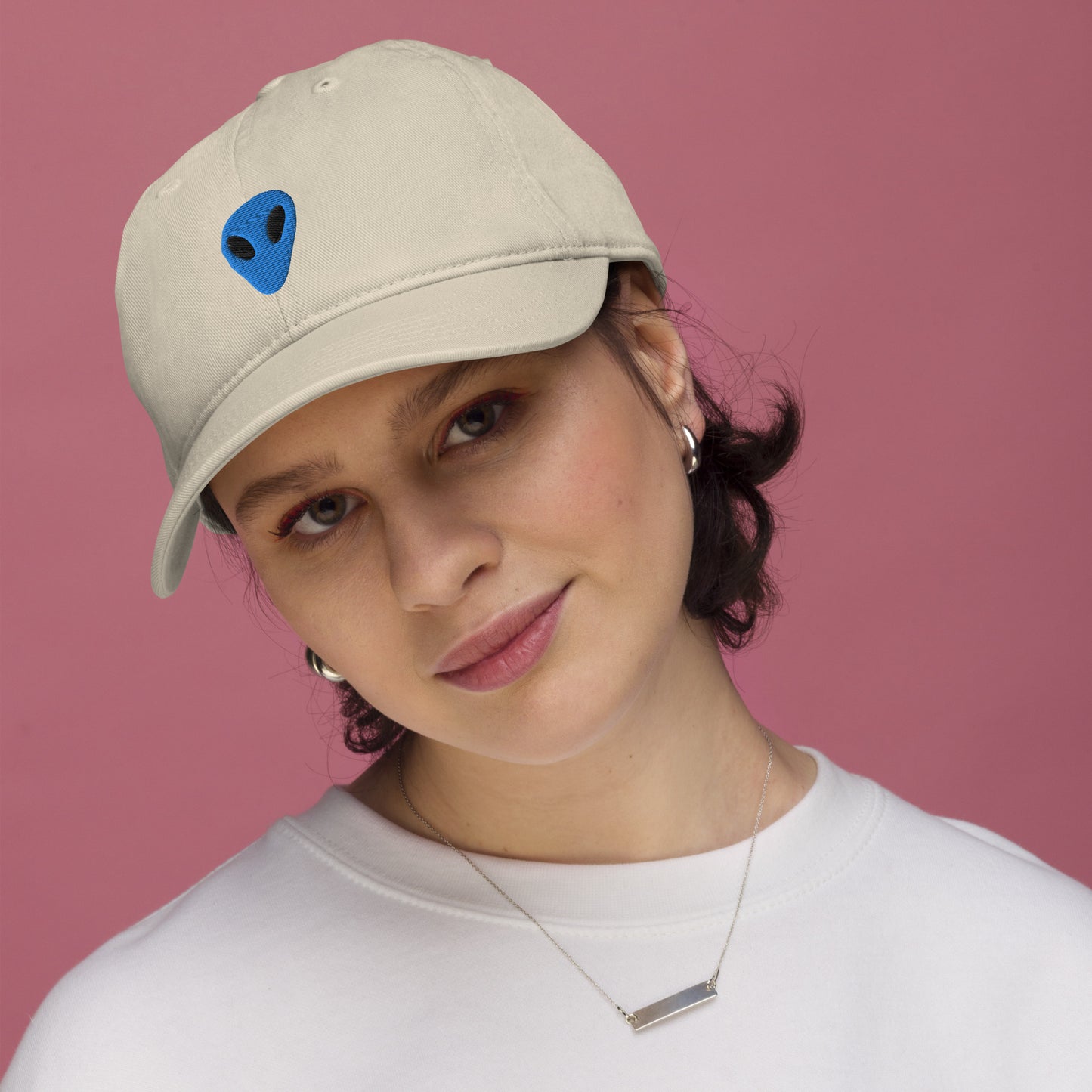 Blue Alien I thought you looked familiar Organic Cotton Dad Hat
