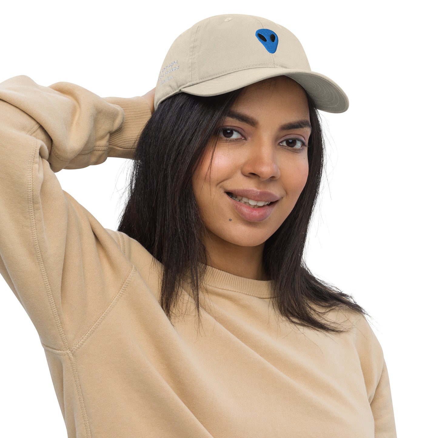 Blue Alien I thought you looked familiar Organic Cotton Dad Hat