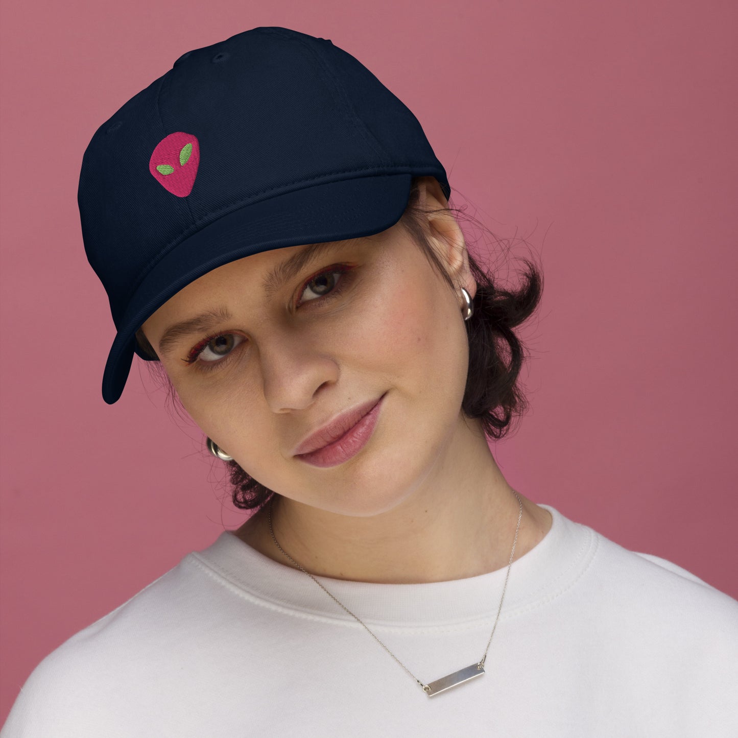 Pink Alien I thought you looked familiar Organic Cotton Dad Hat