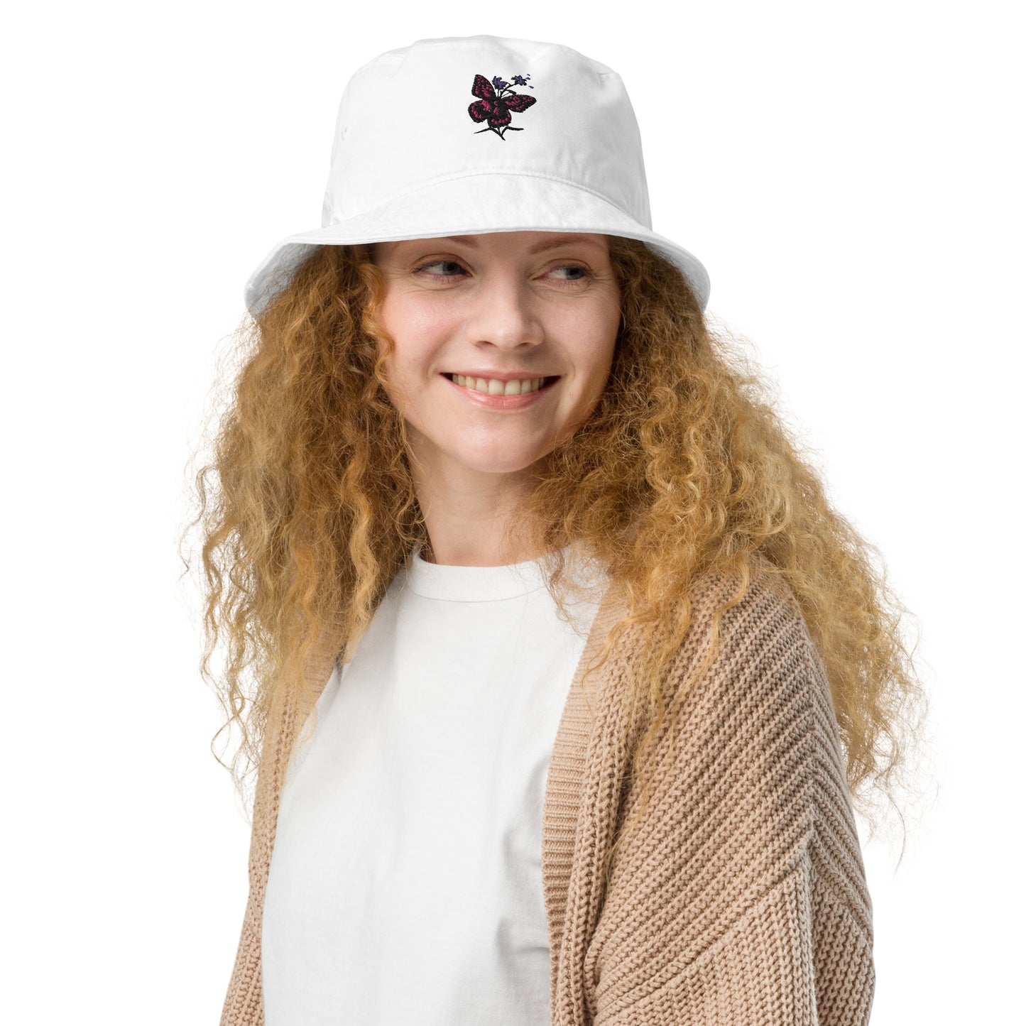 Pink Butterfly Organic Cotton Bucket Hat