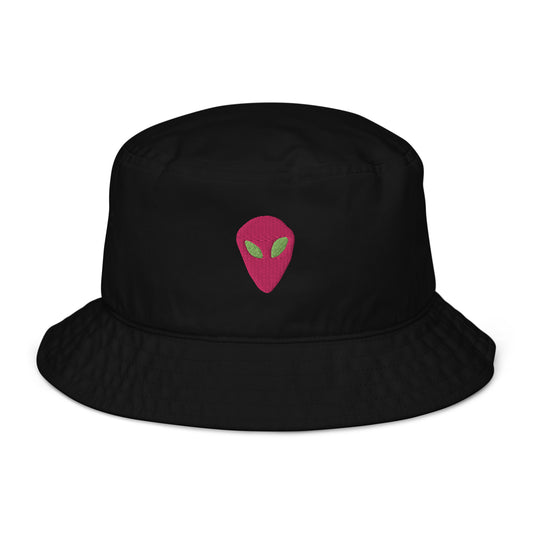 Pink Alien Green Eyes Organic Cotton Bucket Hat