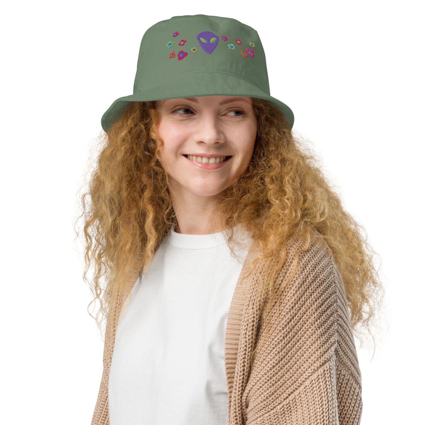 Alien and Flowers Organic Cotton Bucket Hat