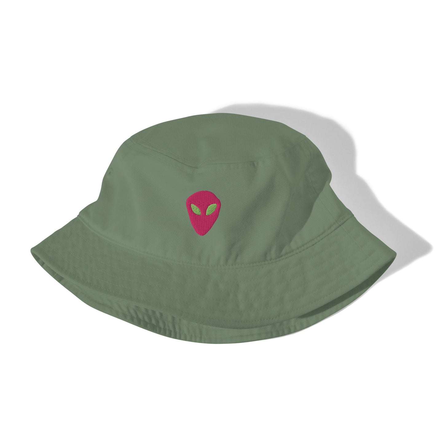 Pink Alien Green Eyes Organic Cotton Bucket Hat