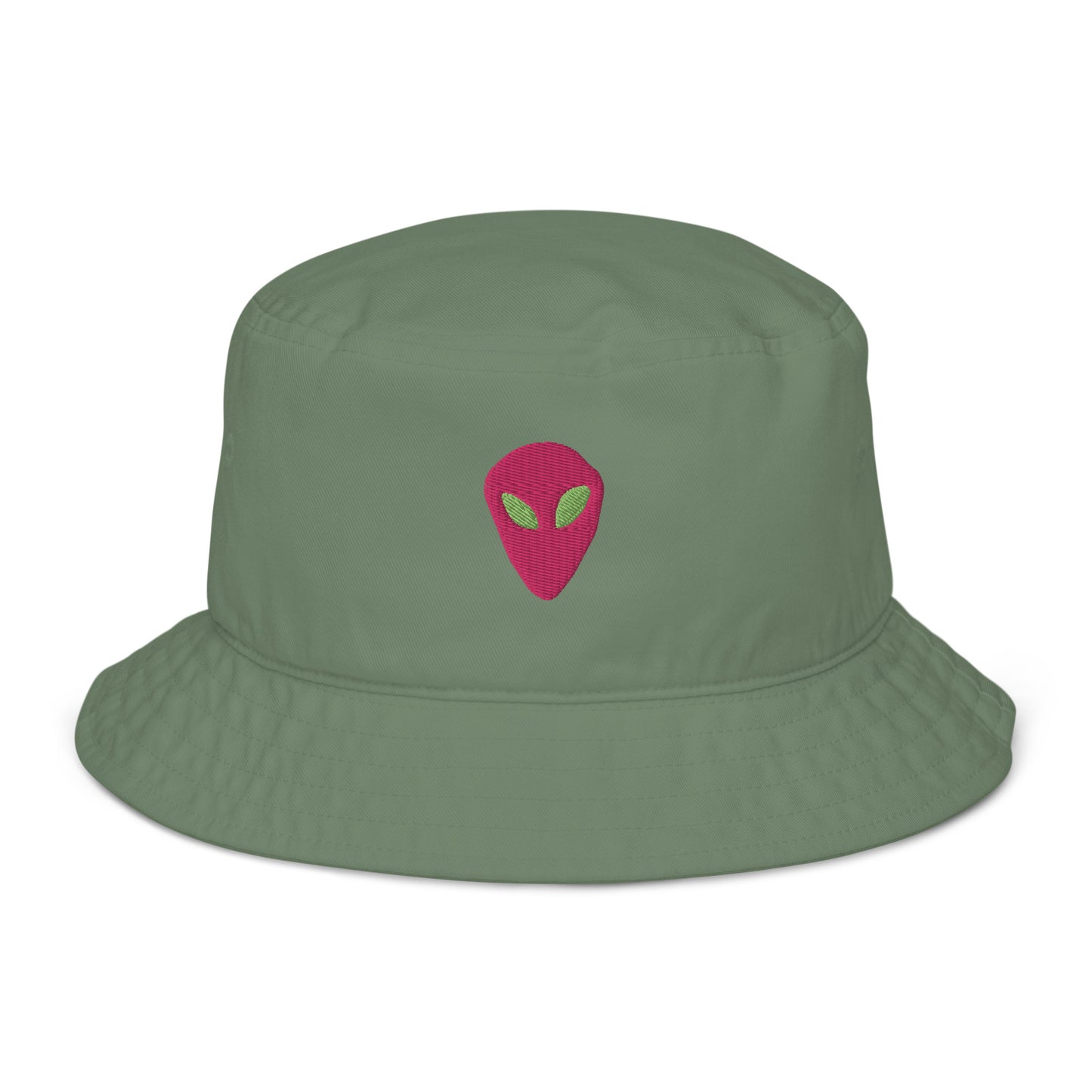 Pink Alien Green Eyes Organic Cotton Bucket Hat