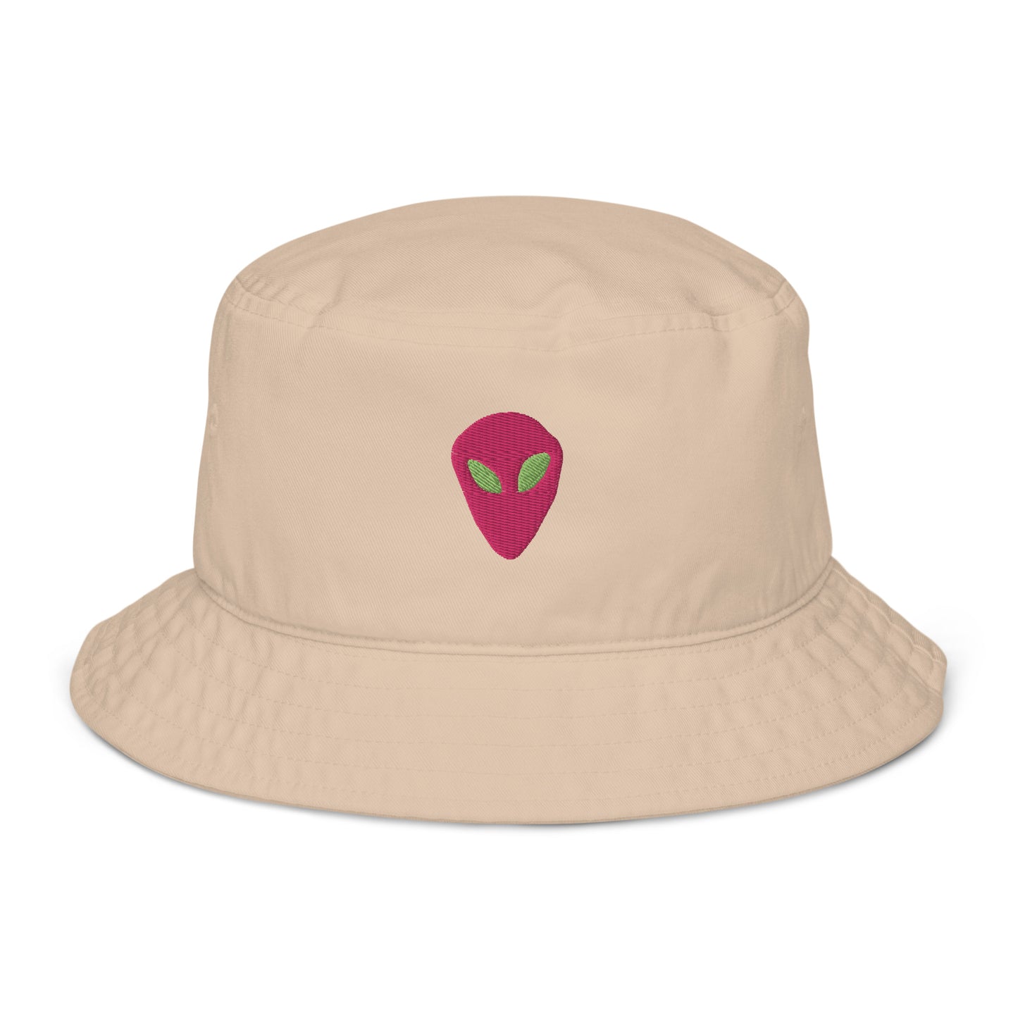 Pink Alien Green Eyes Organic Cotton Bucket Hat