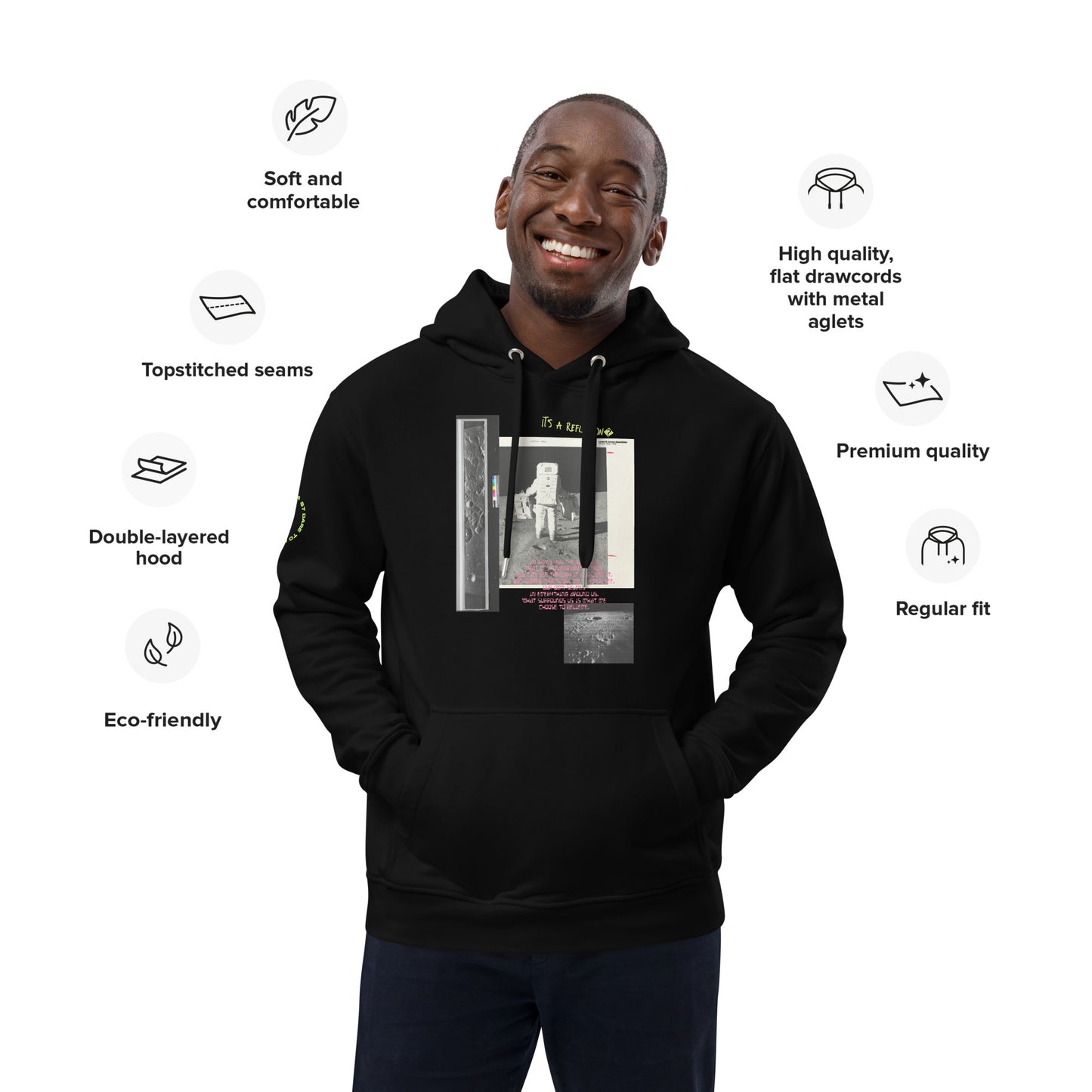 Reflection of Self, Man on the Moon Premium Eco Hoodie