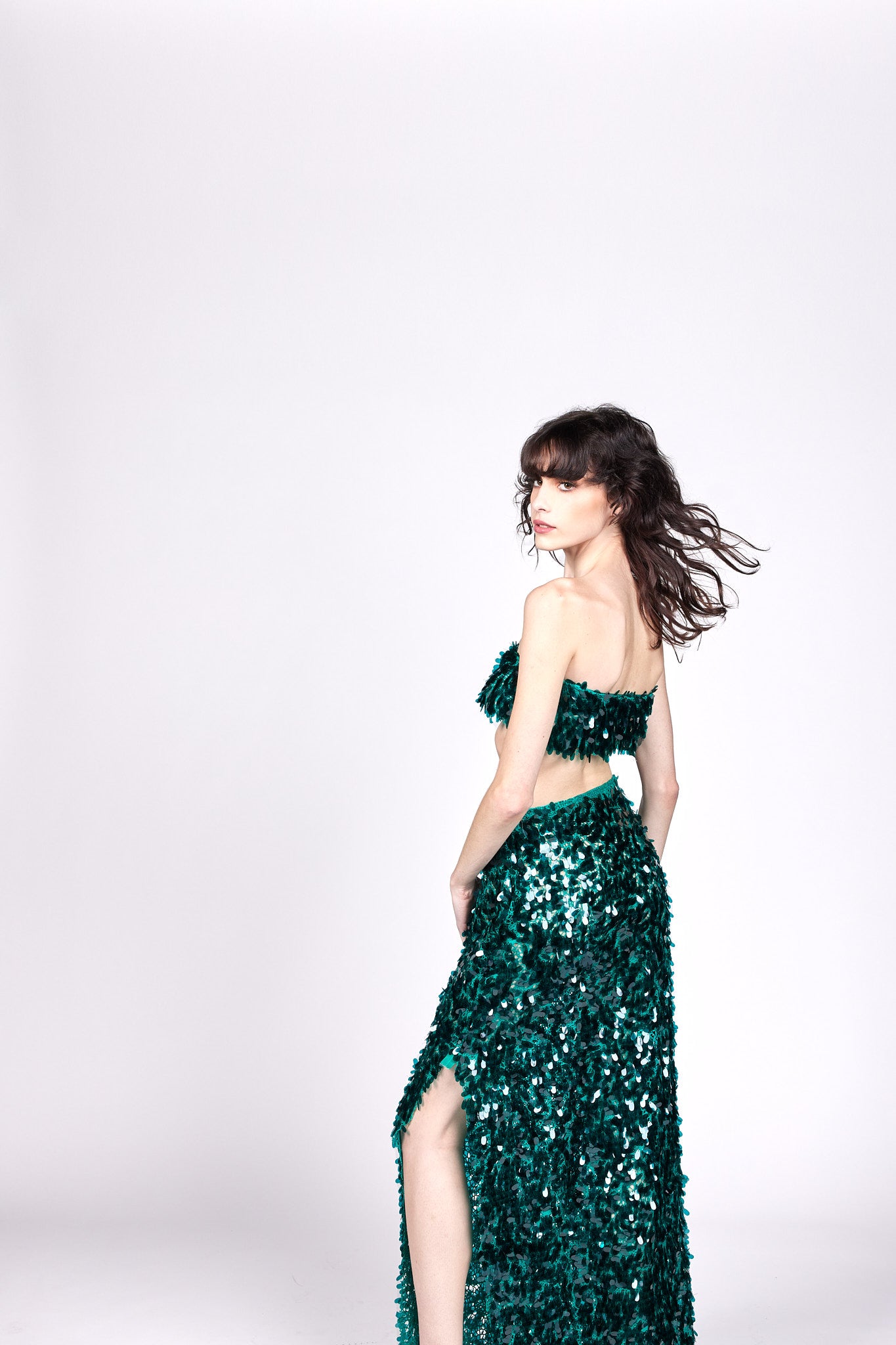 Green sequin hotsell maxi skirt