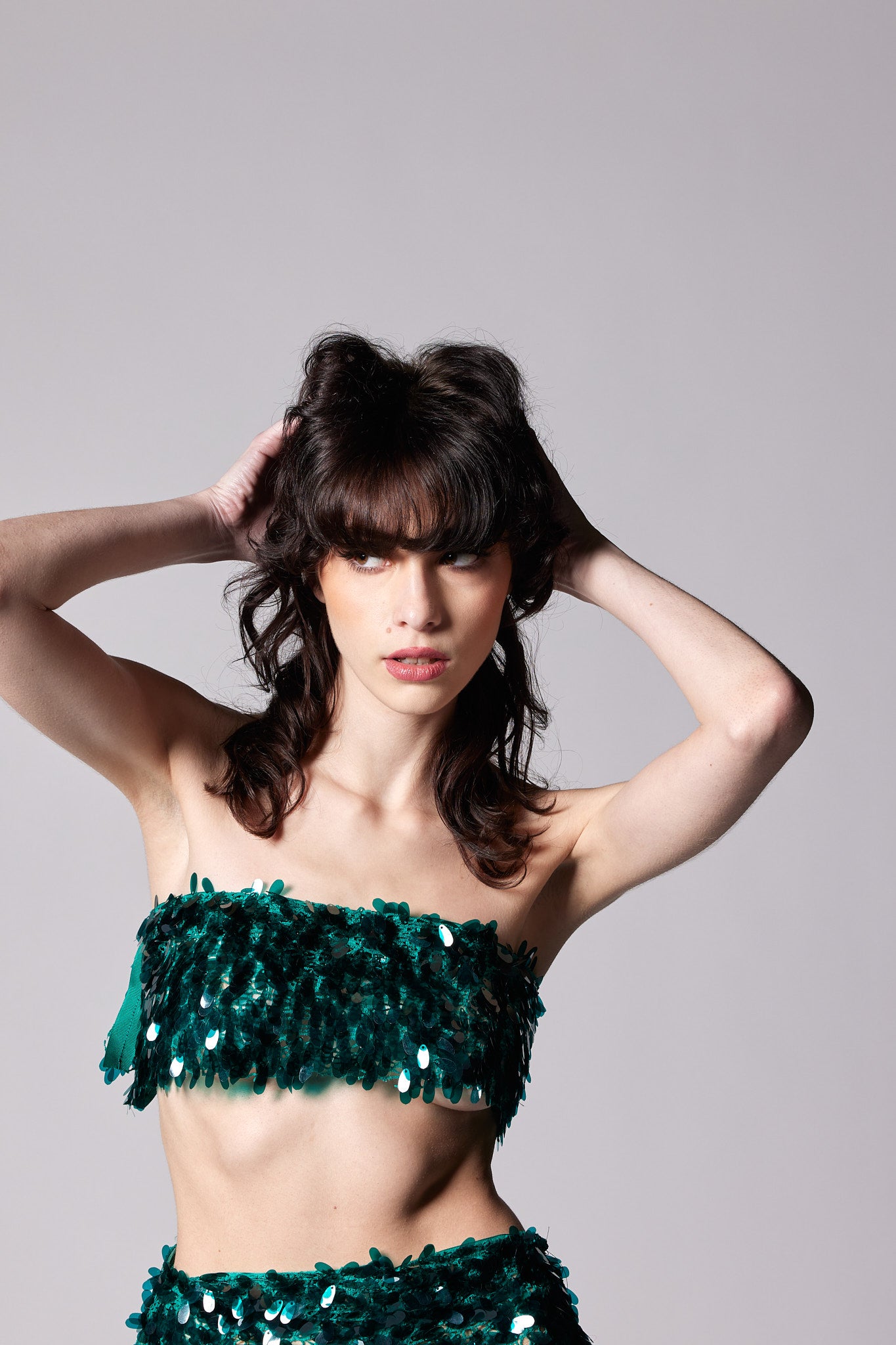 Emerald Green Embroidered Strapless Bra Top