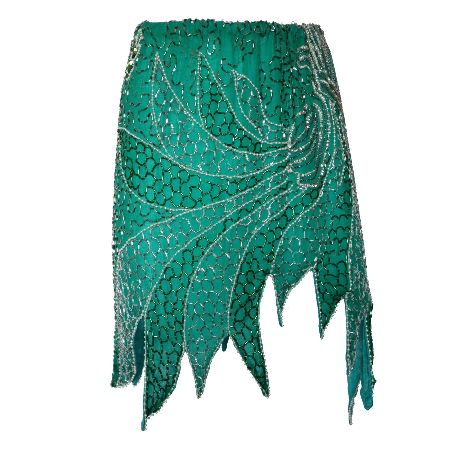 Vintage Turquoise Embroidered Mini Skirt