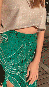 Vintage Turquoise Embroidered Mini Skirt