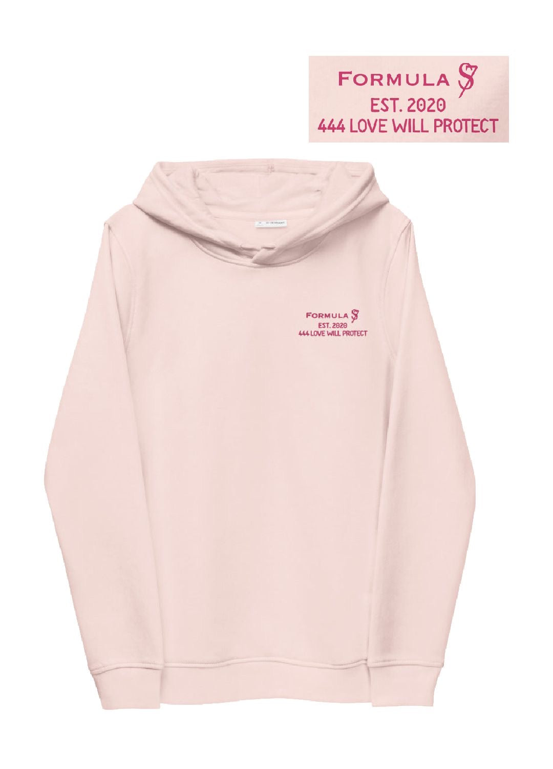444 Love Will Protect Eco Fitted Pink Logo Angel Number Hoodie