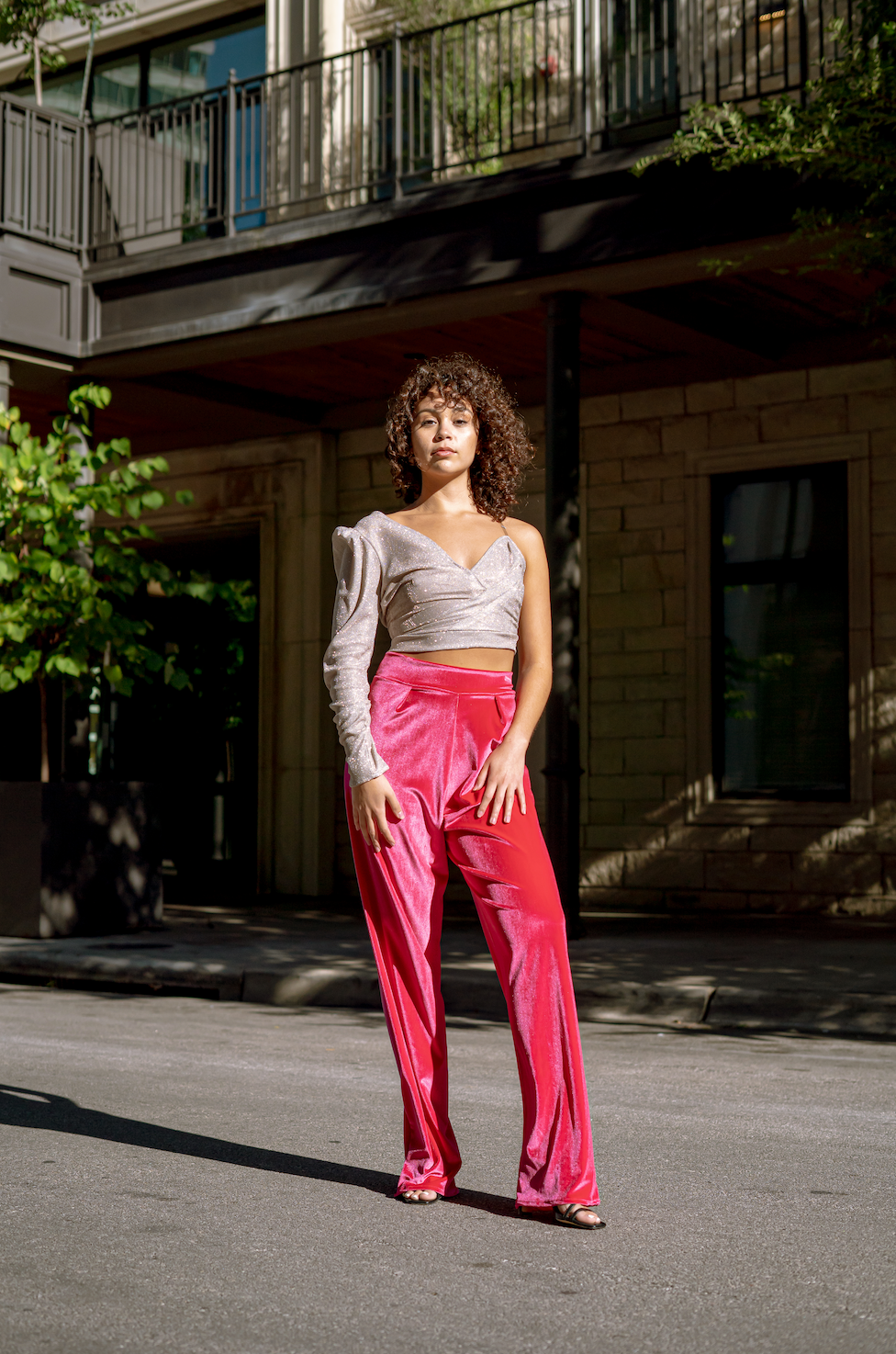 Pink Velvet Wide Leg Pants